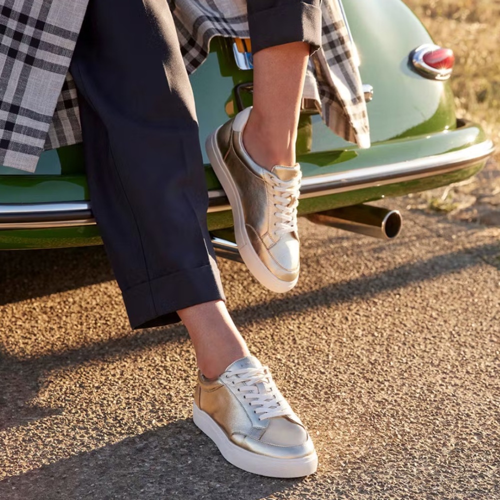 Birdies Metallic Gold Leather Sneakers